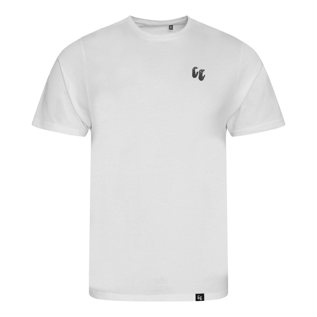 Men's 100% organic cotton white t-shirt with chest logo