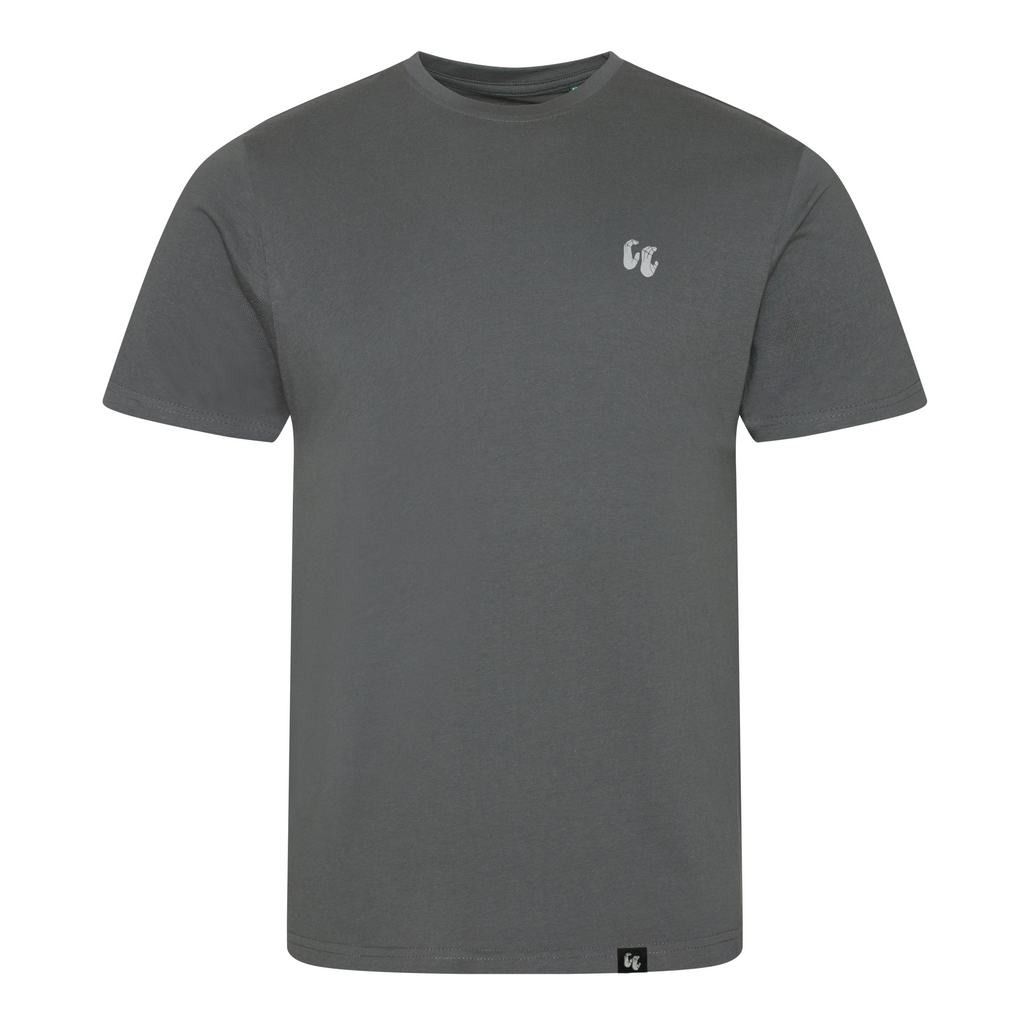 Men's 100% organic cotton charcoal t-shirt with chest logo