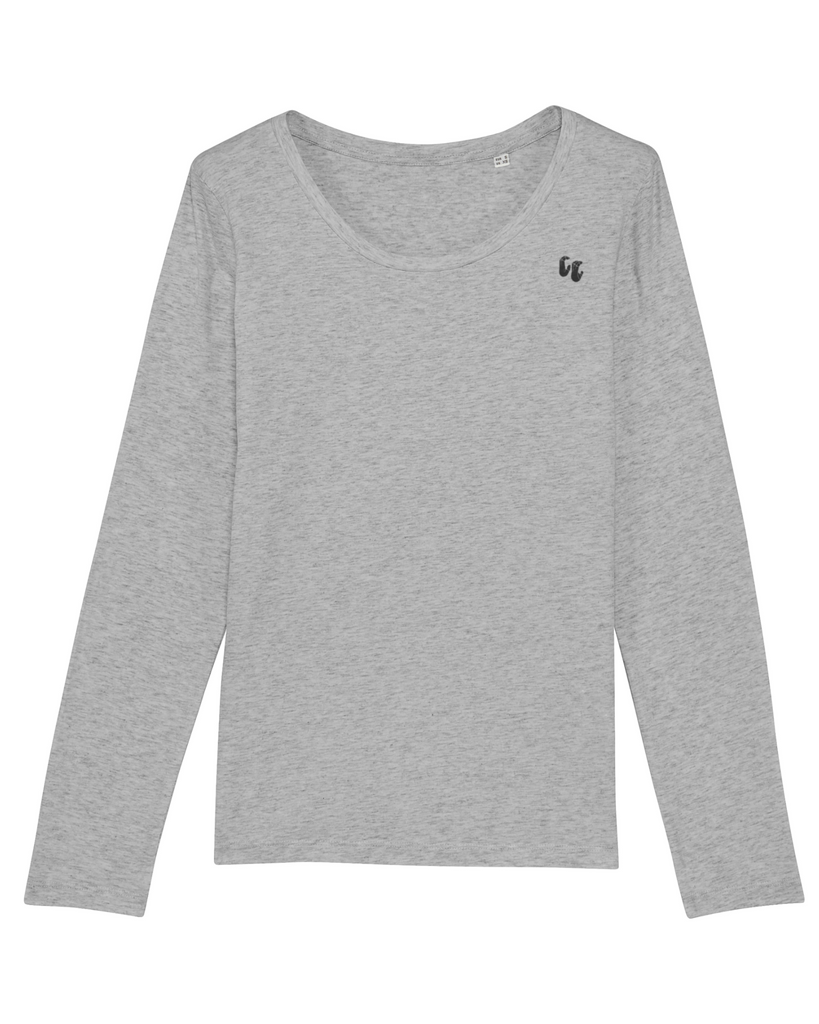 100% Organic cotton long sleeve women's T-shirt in Heather Grey
