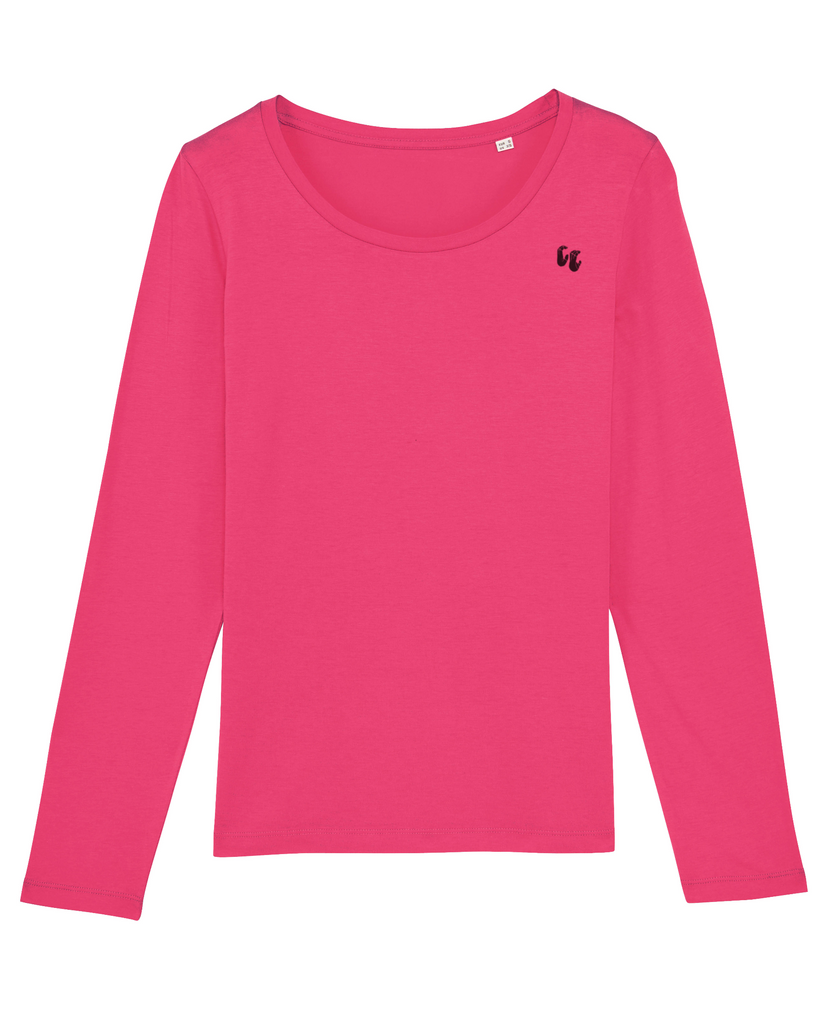 100% Organic cotton long sleeve women's T-shirt in Pink punch