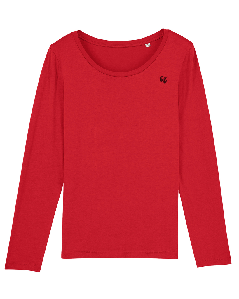 100% Organic cotton long sleeve women's T-shirt in Red