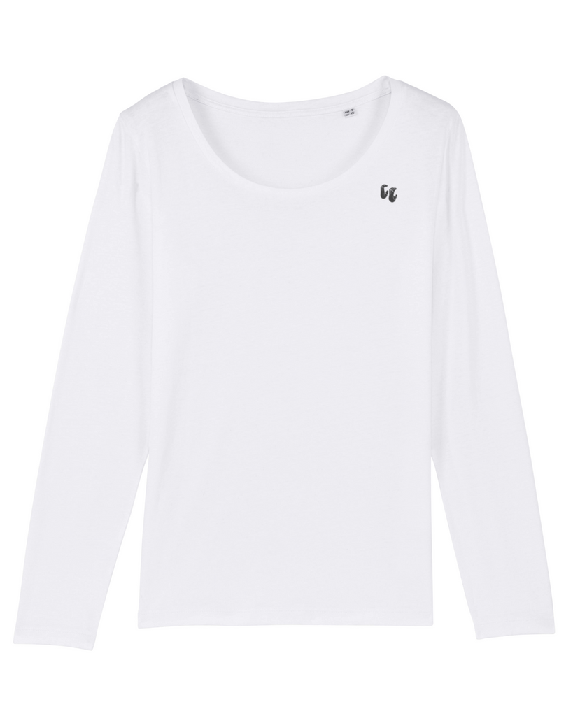 100% Organic cotton long sleeve women's T-shirt in White