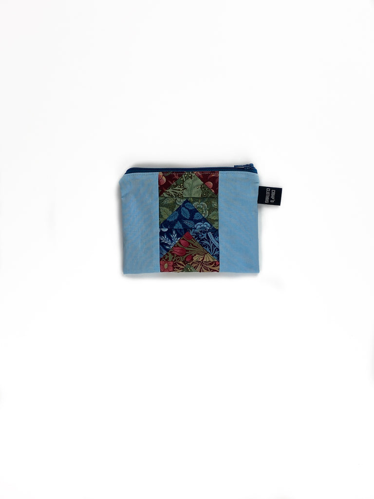 Small Hand Made Pouch back pale blue and red | Crimp'd Clothing