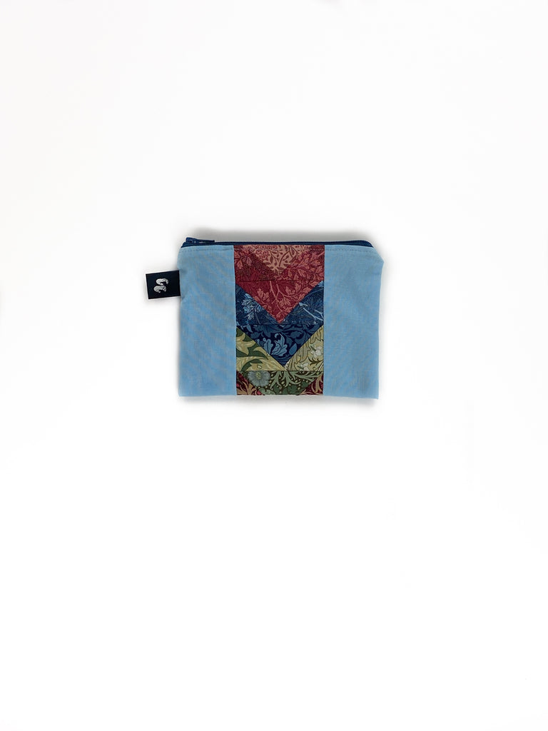 Small Hand Made Pouch front pale blue and red | Crimp'd Clothing