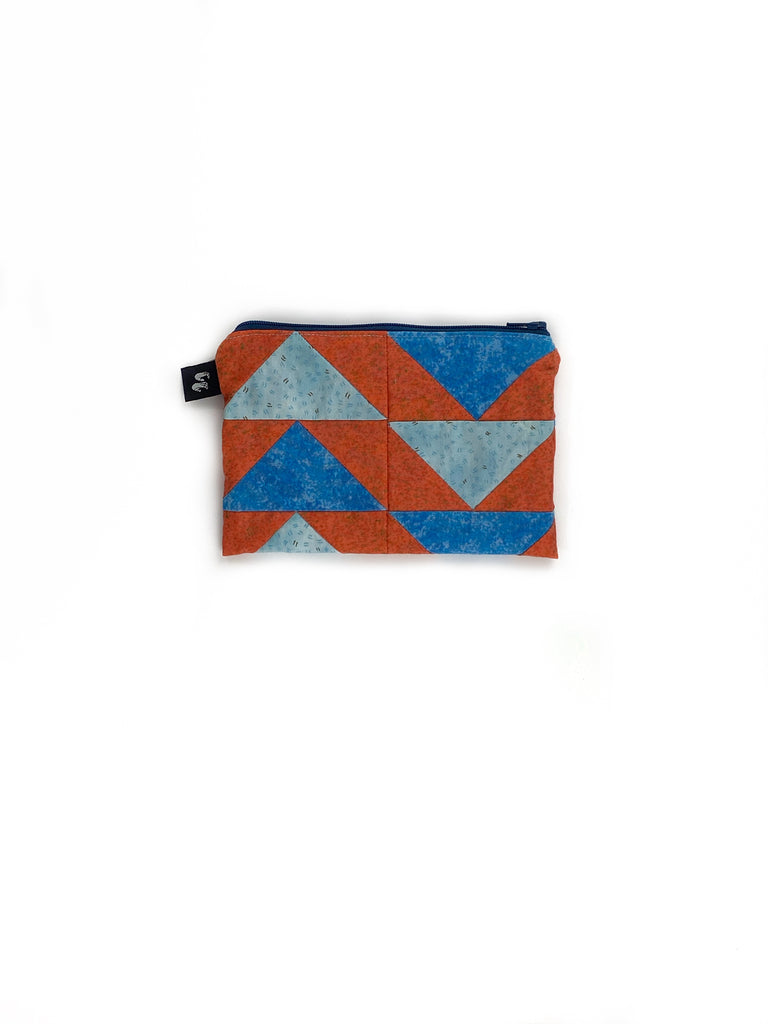 Medium Hand Made Pouch front Red and blue | Crimp'd Clothing