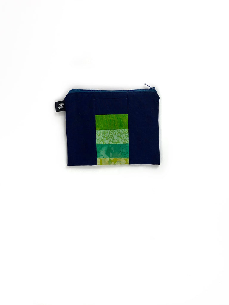 Medium Hand Made Pouch front blue and green | Crimp'd Clothing