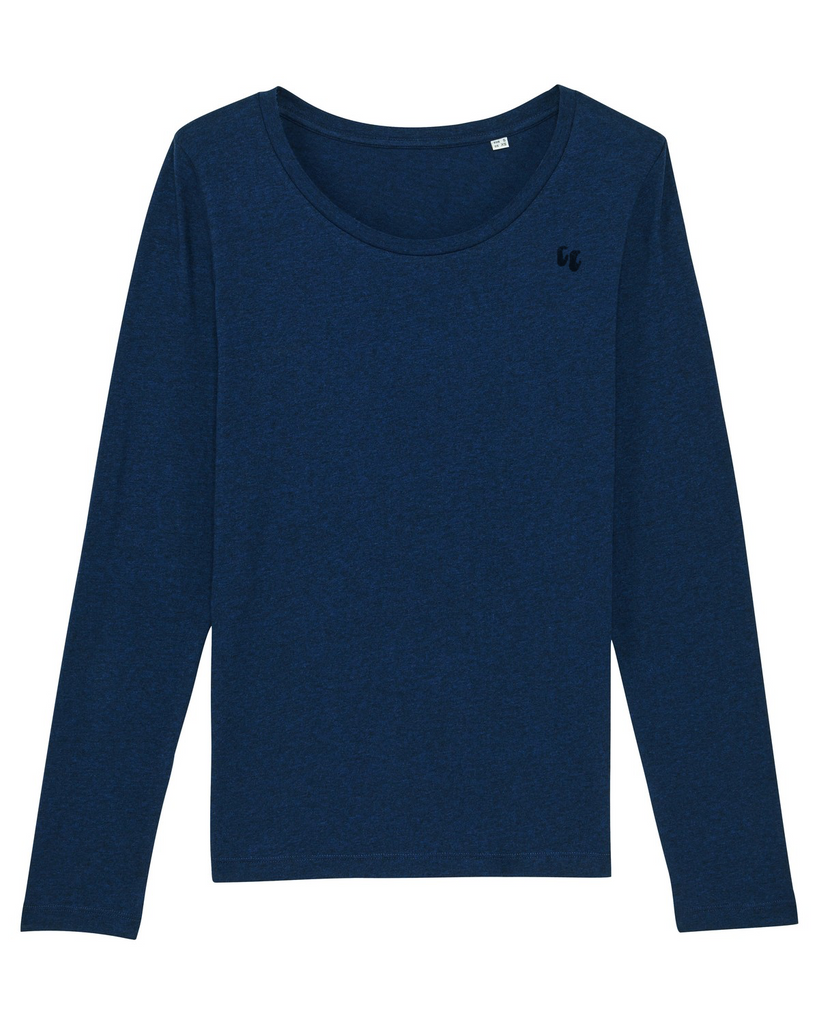 100% Organic cotton long sleeve women's T-shirt in Navy blue