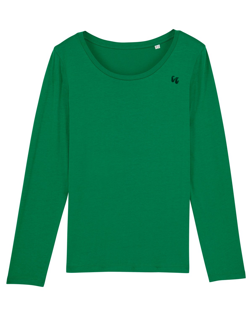 100% Organic cotton long sleeve women's T-shirt in Varsity Green