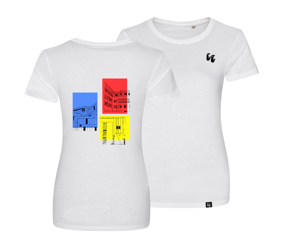 Women's 100% Organic Cotton T-Shirt Colour Block Collection Back Design Print