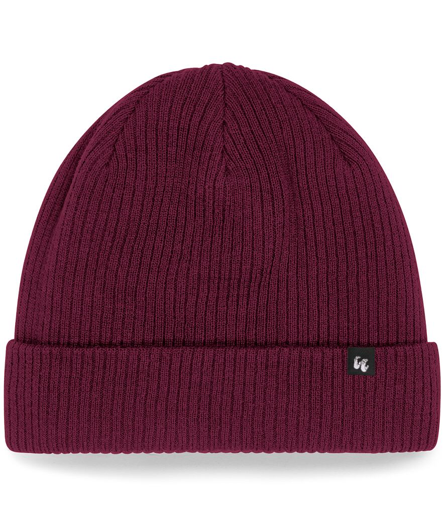 double layer knit cuffed 100% organic cotton beanie in burgundy